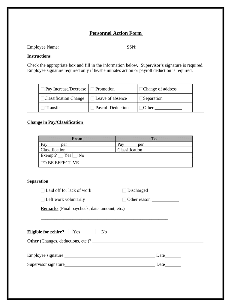 Personnel Action Form
