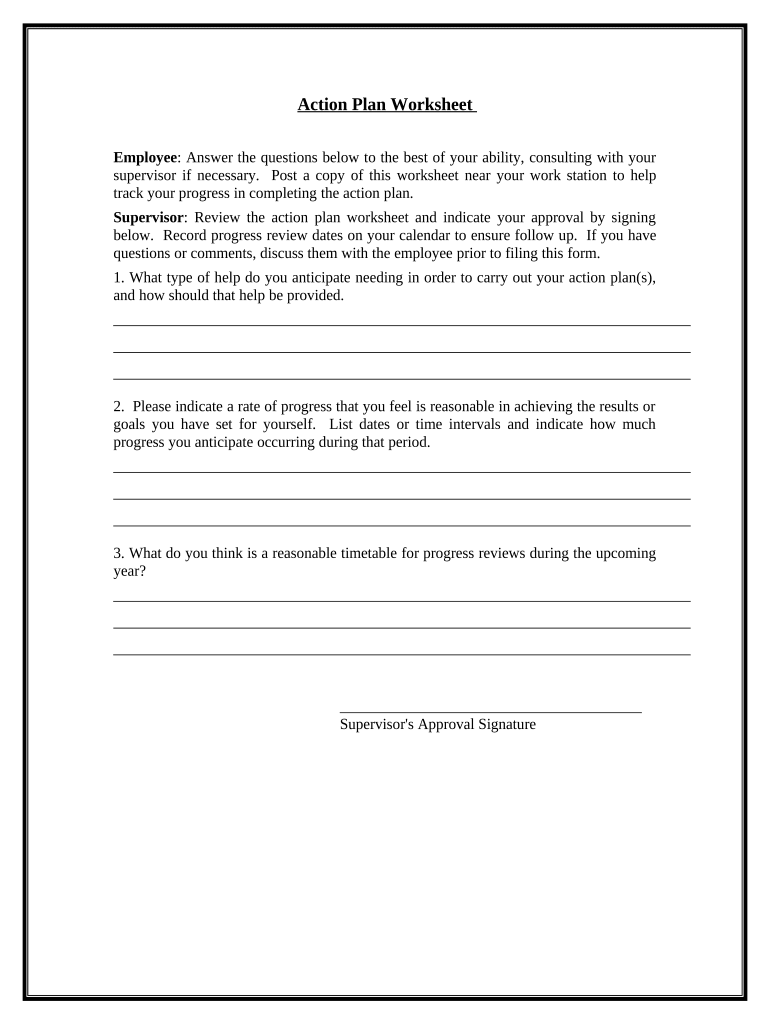 Action Plan Worksheet  Form