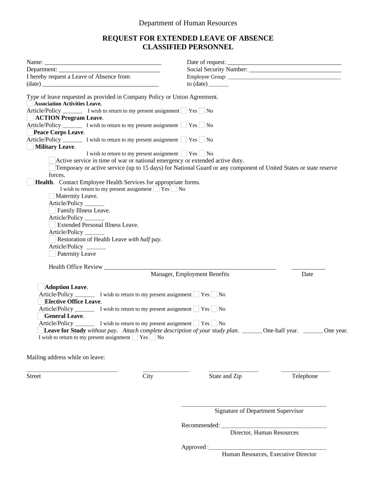 Fill and Sign the Personal Leave Form