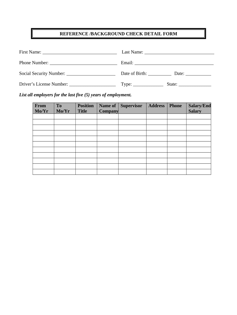 Background Check Form