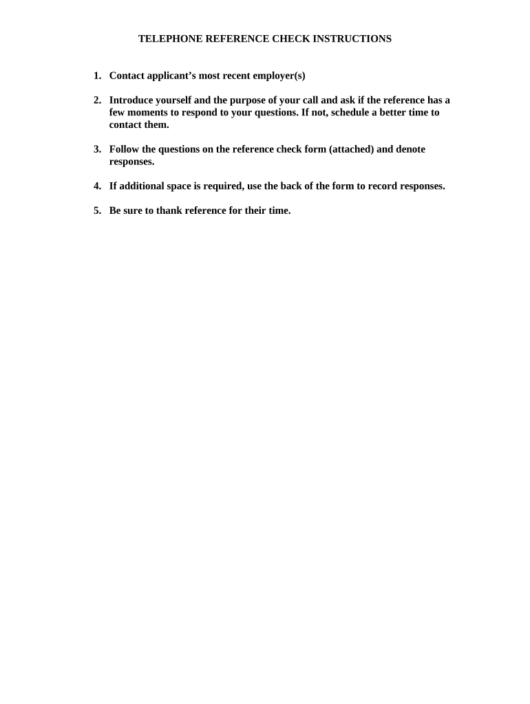 Telephone Reference Check  Form