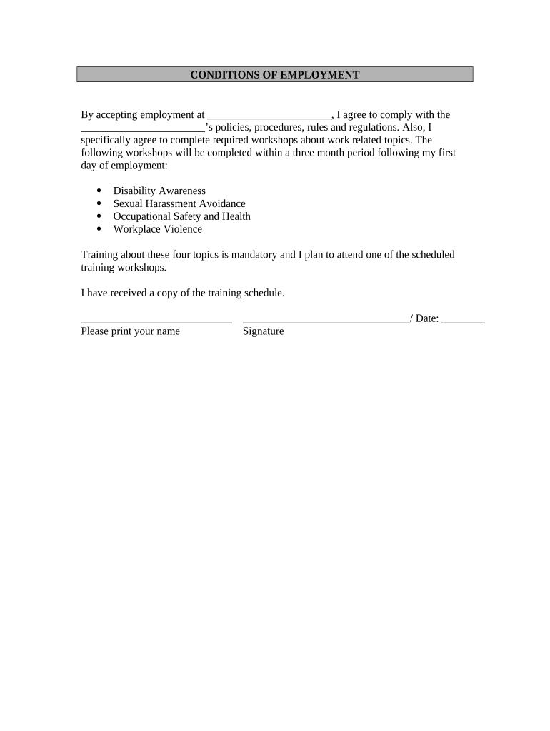 Conditions Employment  Form