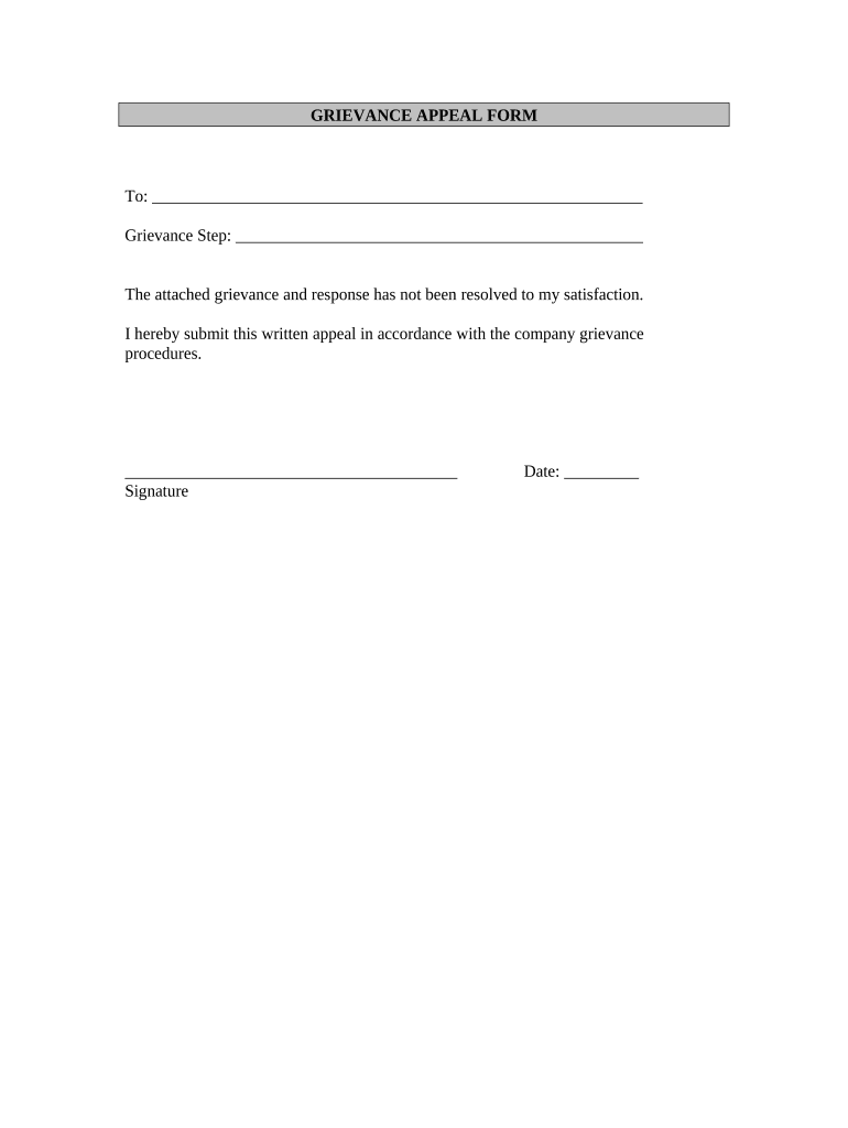 Employee Grievance Appeal Form
