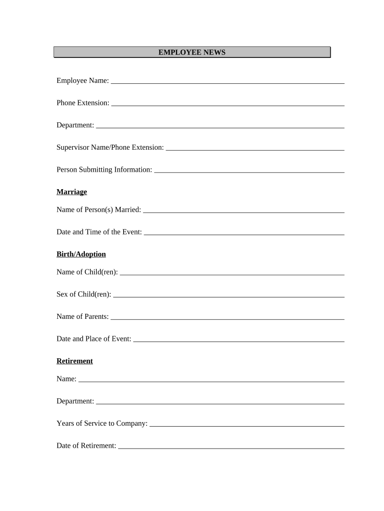 Employee News Form