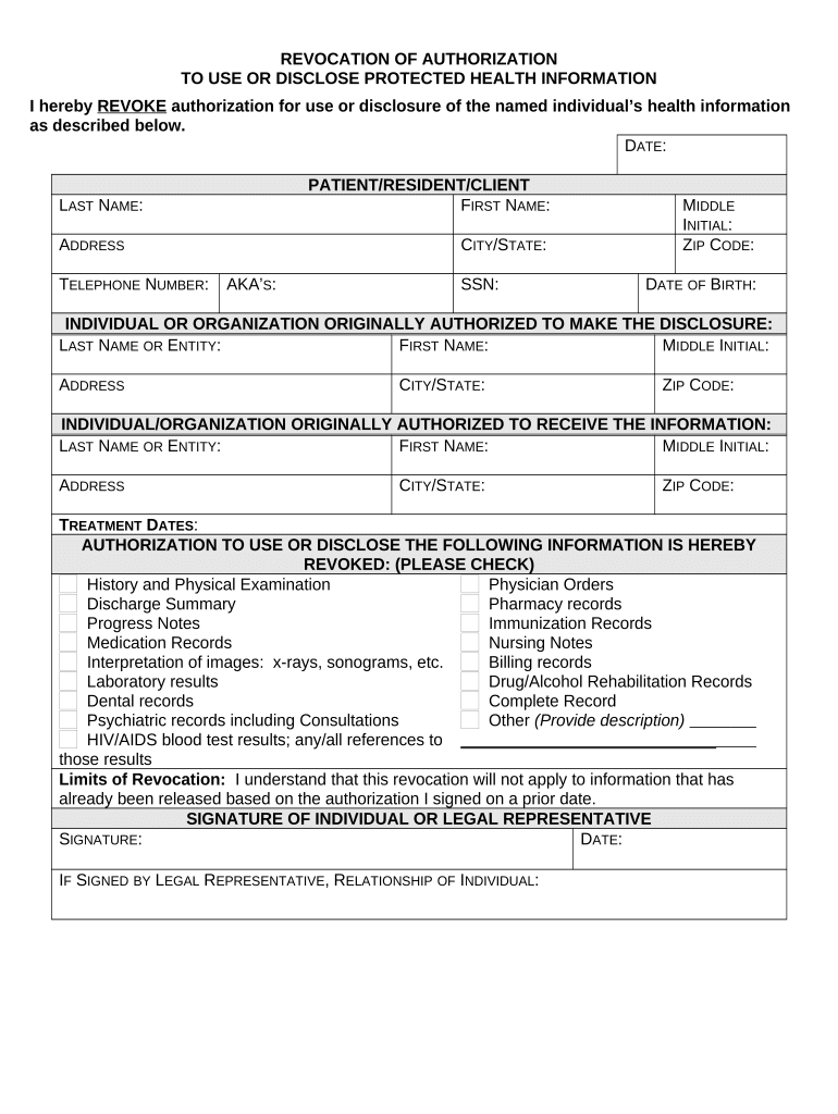 Revocation Authorization Form