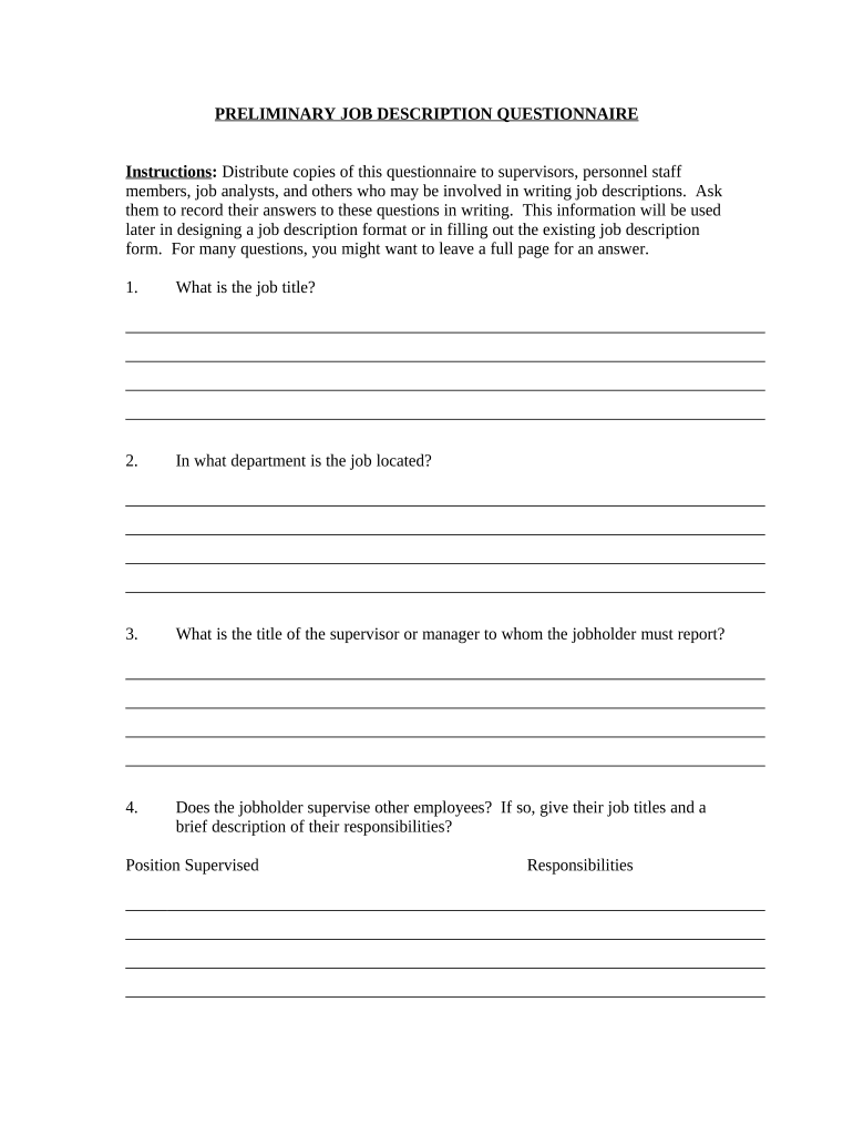 Preliminary Job Description Questionnaire  Form