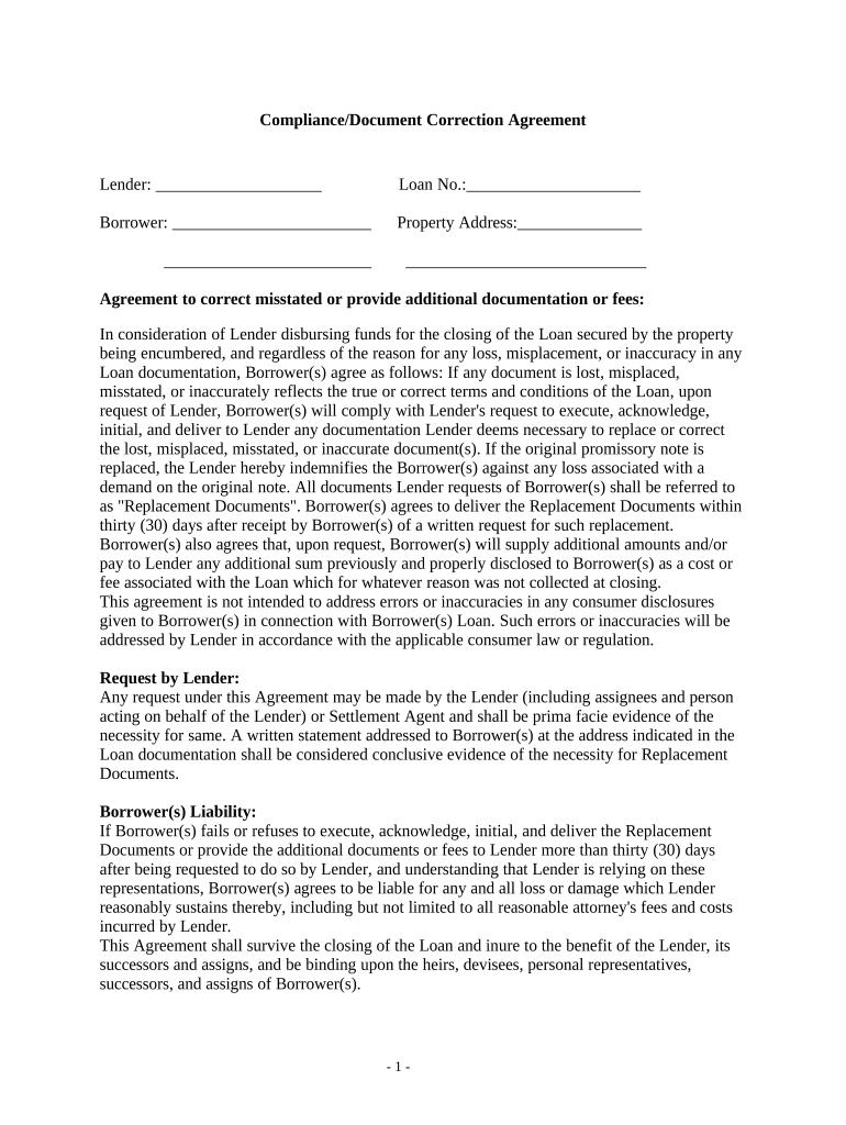 Compliance Agreement  Form