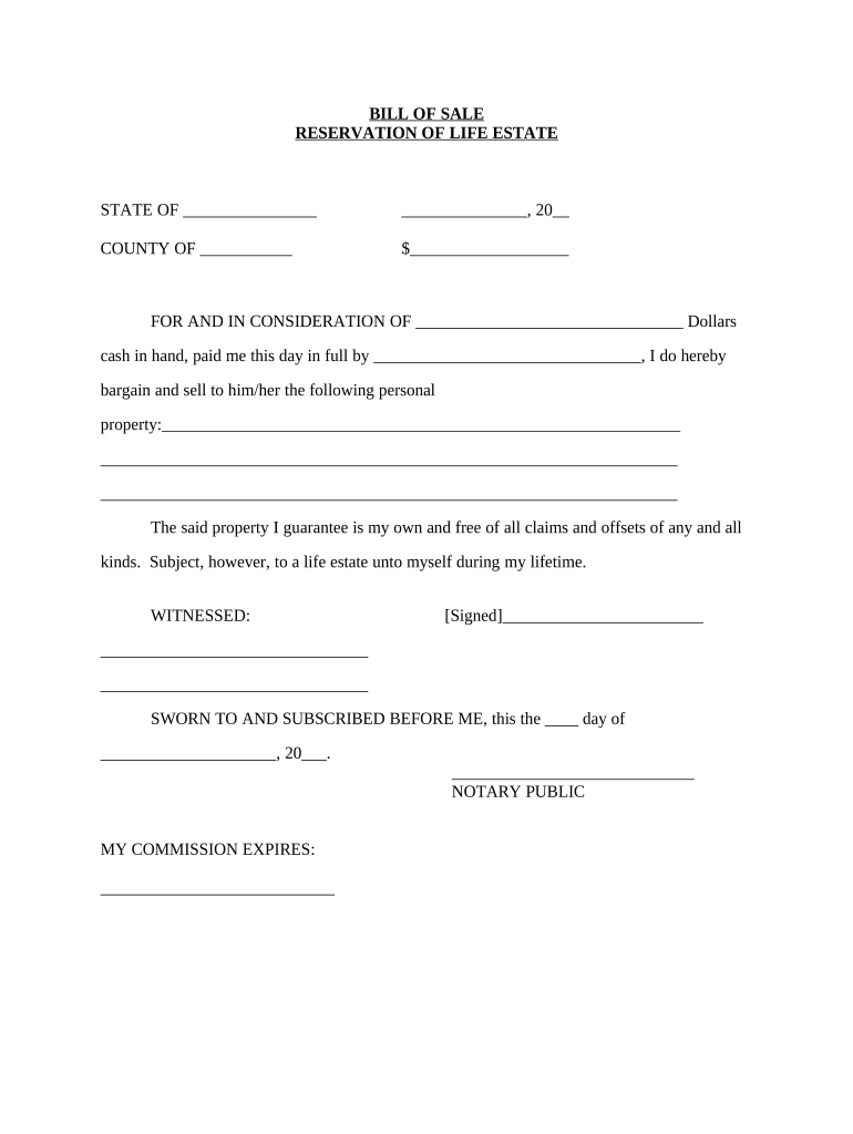 Bill Sale Property  Form