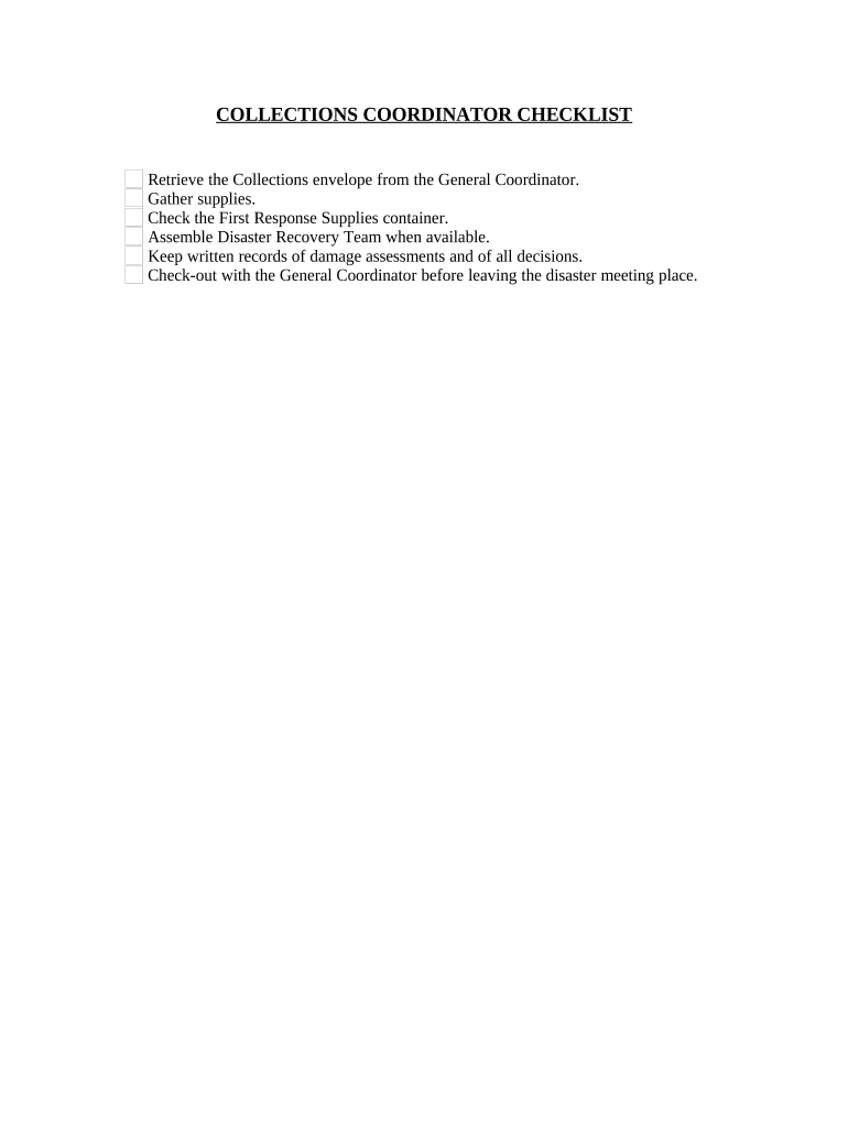 Collections Checklist  Form