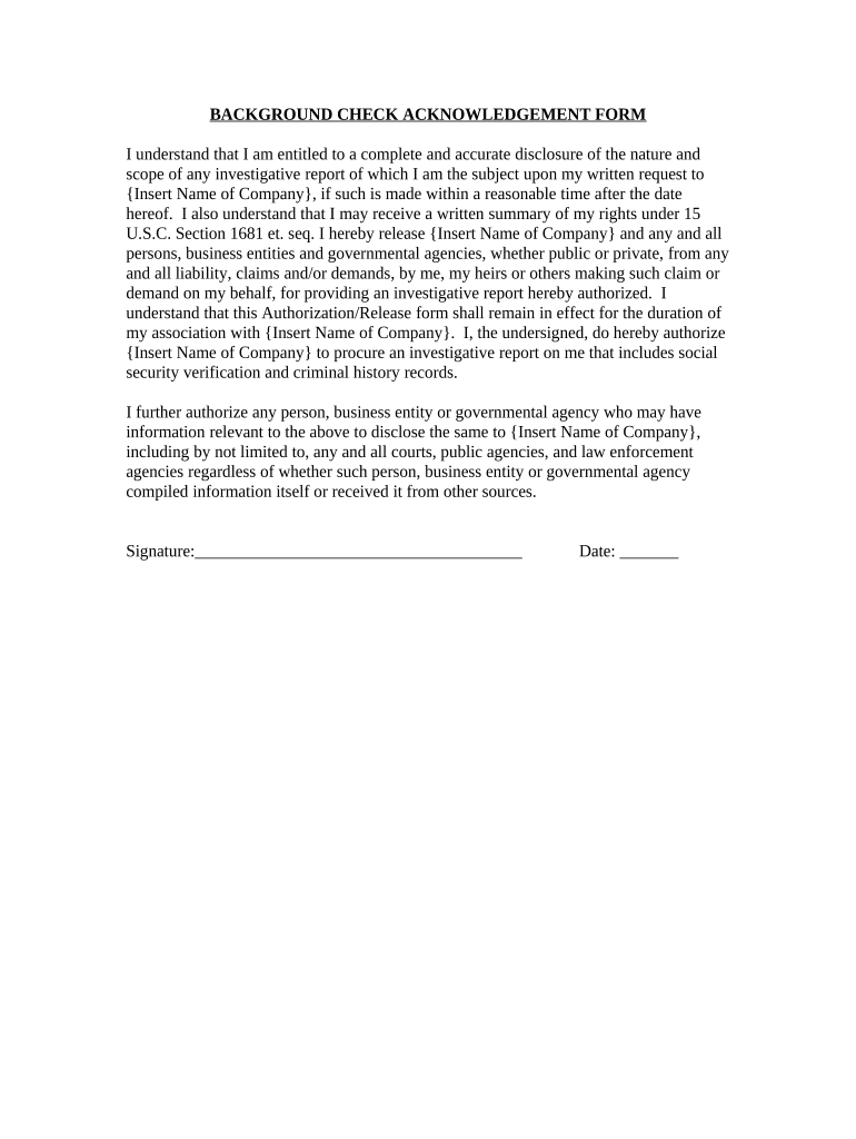 Background Check Form Template