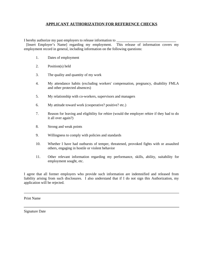 Applicant Authorization Reference Form