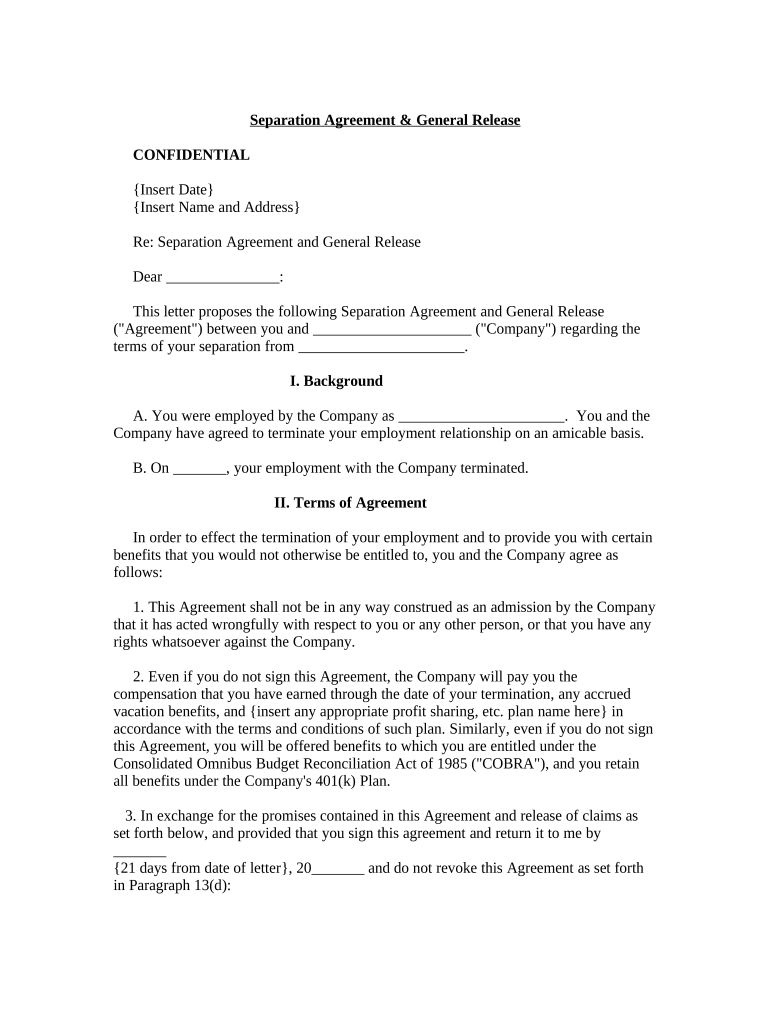 Separation Release  Form