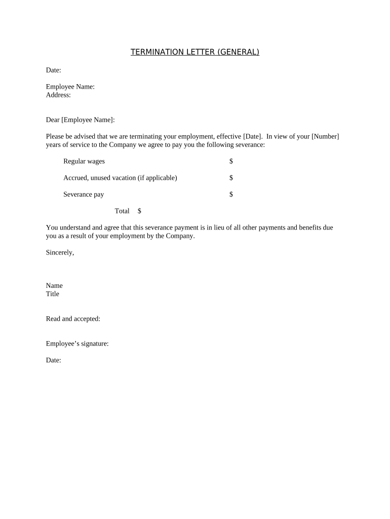 Termination Letter  Form