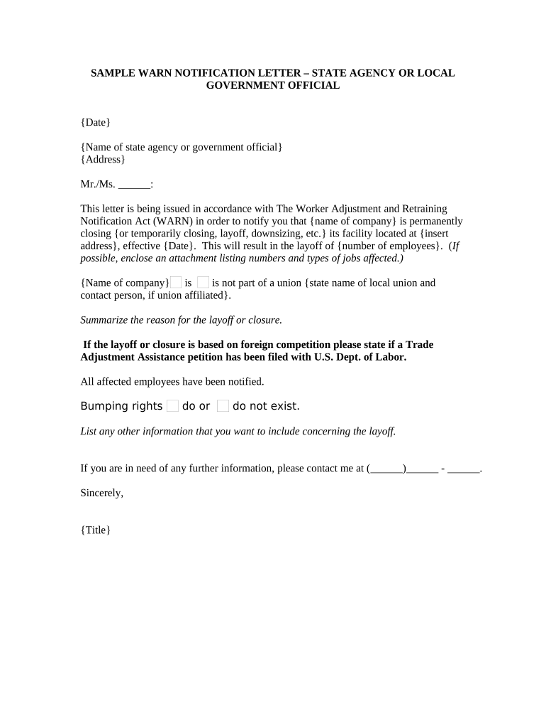 Sample Notification Letter  Form