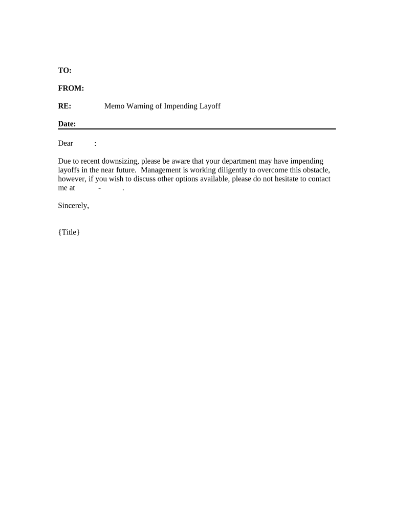 Memo Warning of an Impending Layoff  Form
