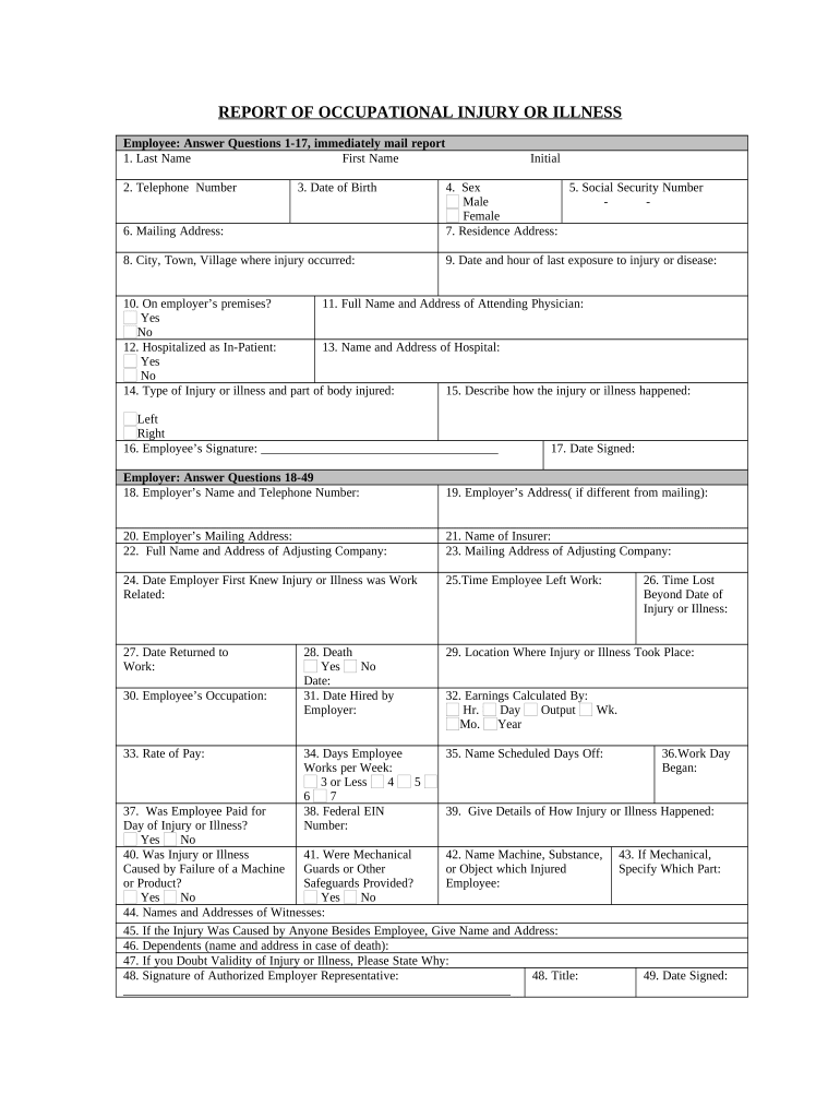 Report Injury  Form