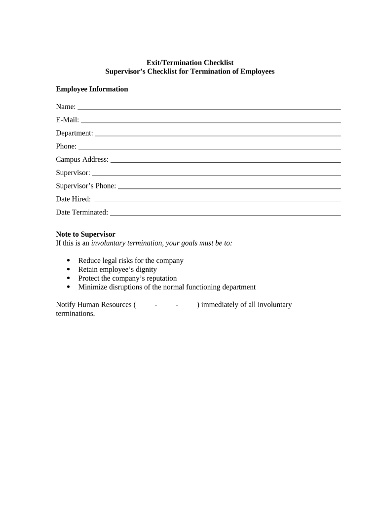 Termination Checklist  Form
