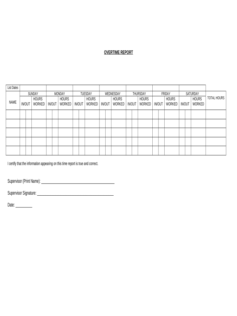 Overtime Report  Form