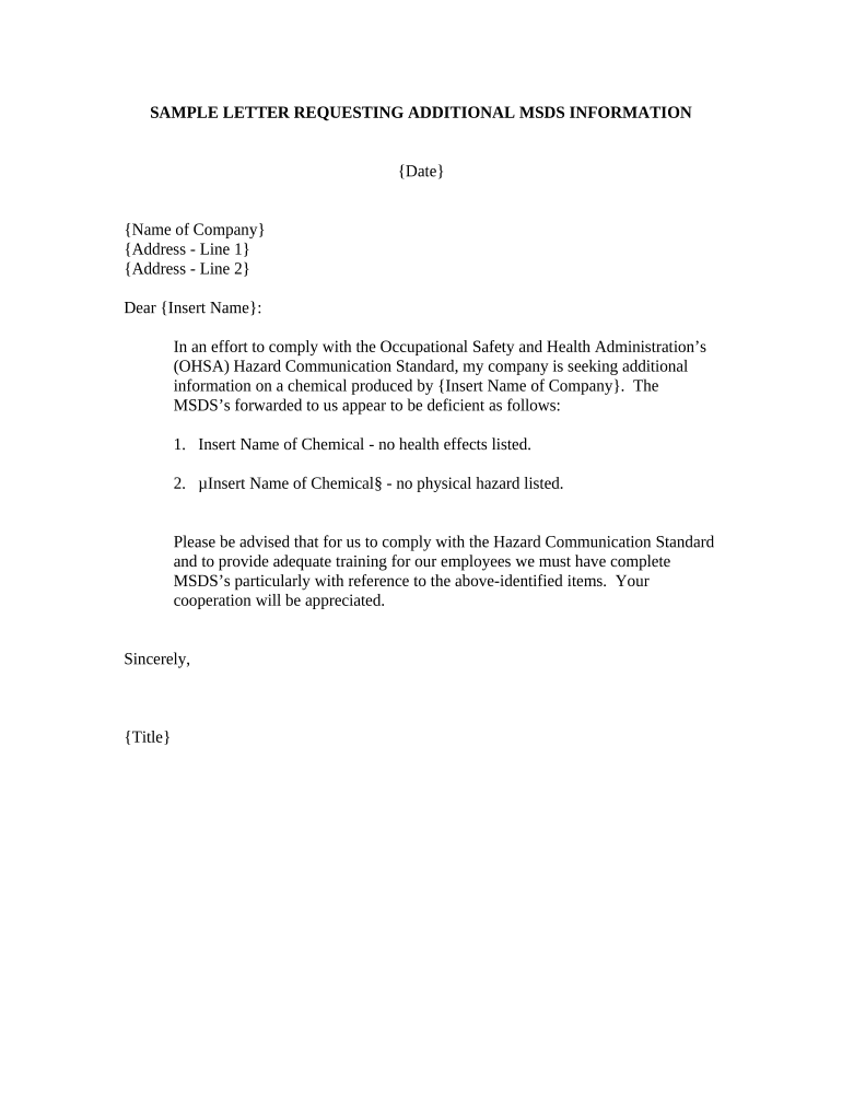 Letter Requesting Material  Form