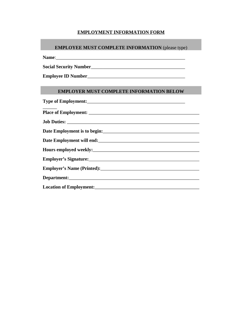 Employment Information Form