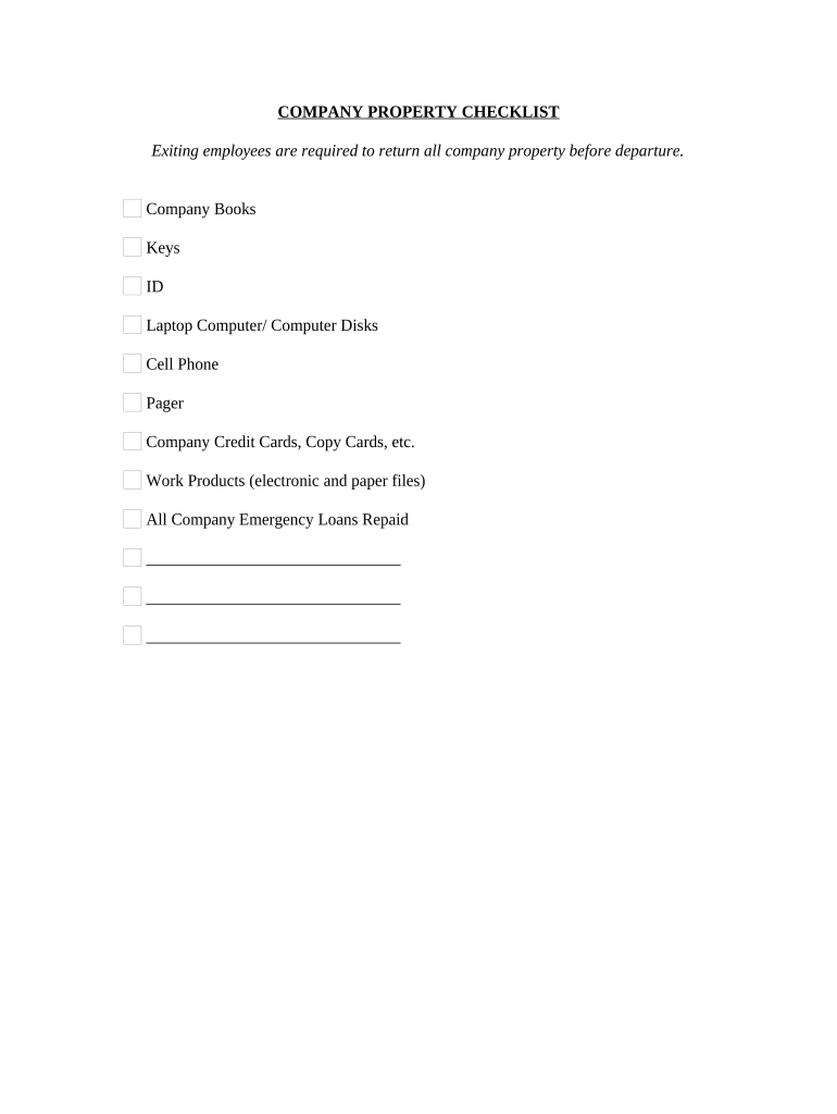 Company Property  Form