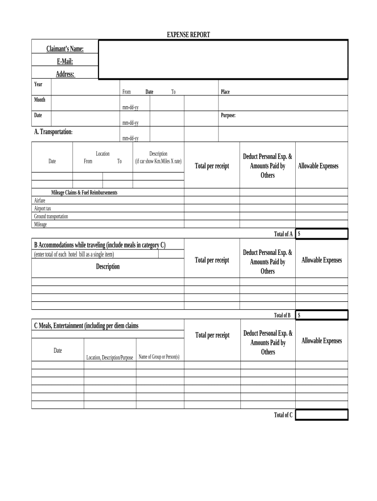 Expense Report  Form
