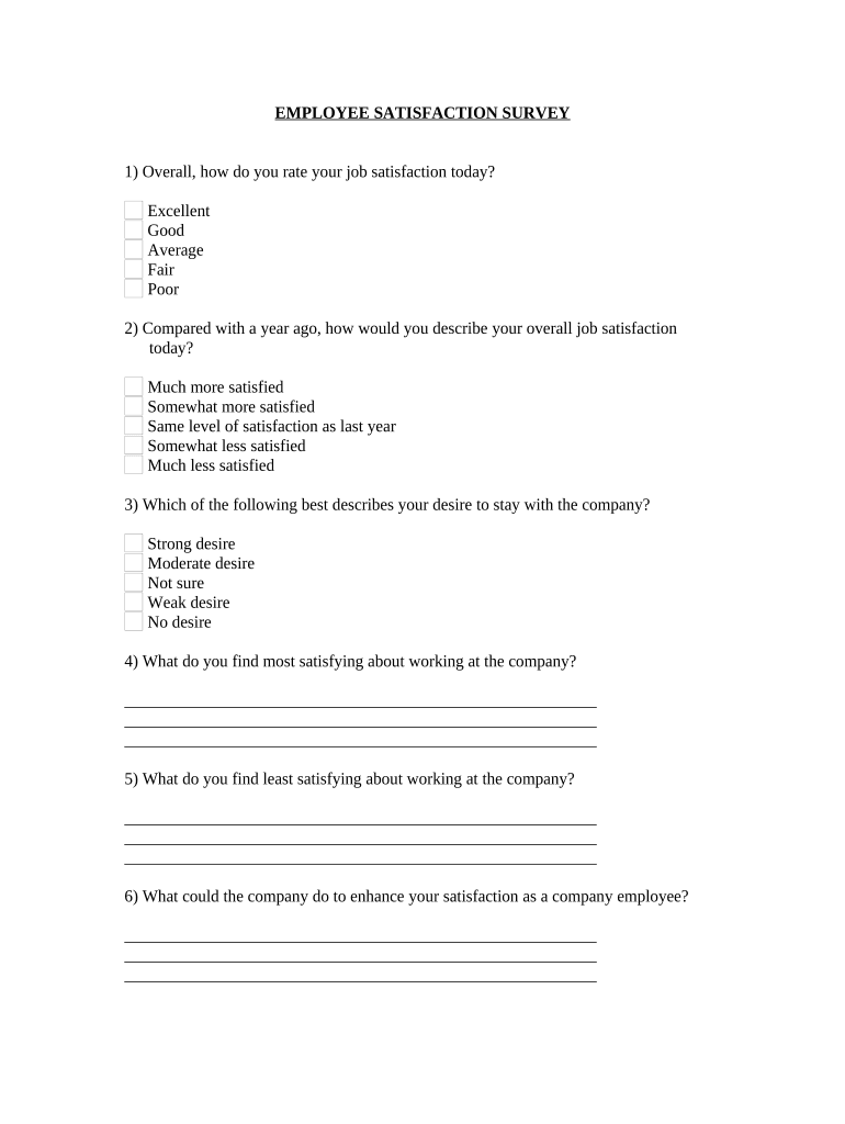 Employee Satisfaction Survey  Form