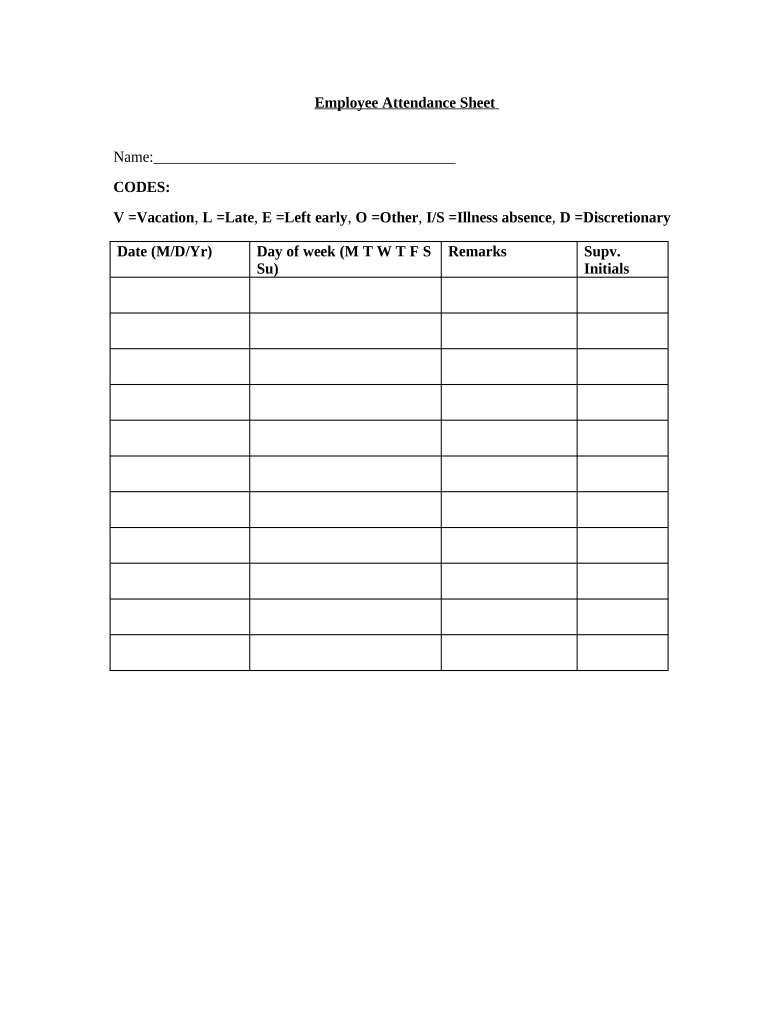 Attendance Sheet  Form