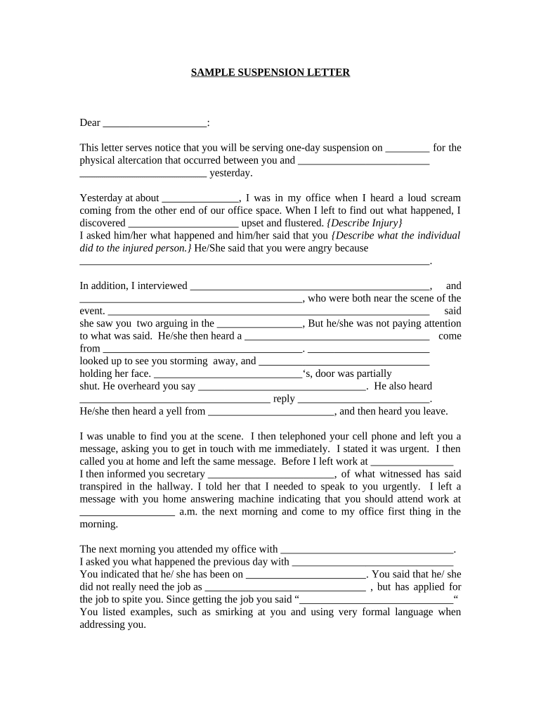 Letter Suspension  Form