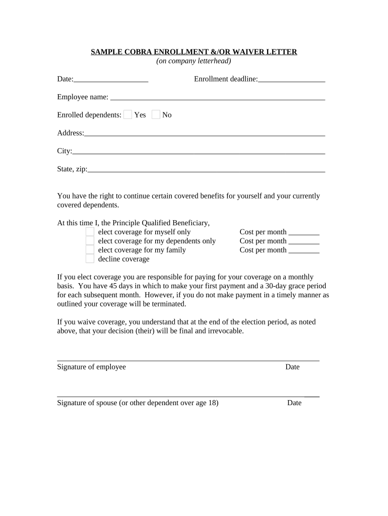 Cobra Letter  Form