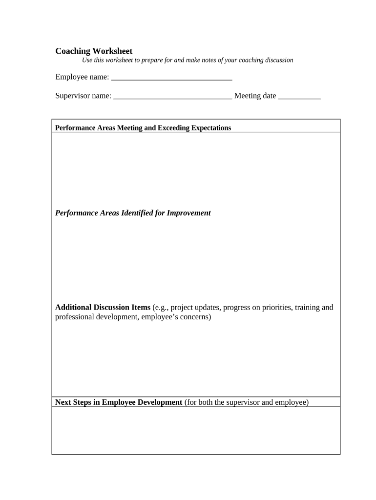 Coaching Worksheet  Form