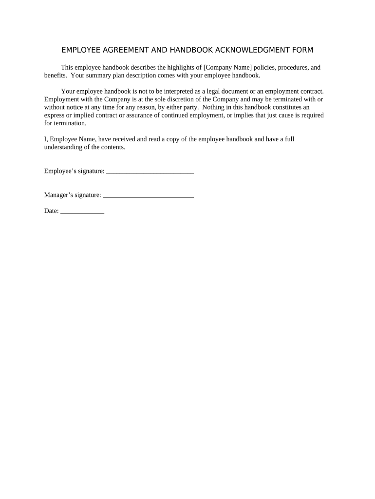 Handbook Acknowledgment Form