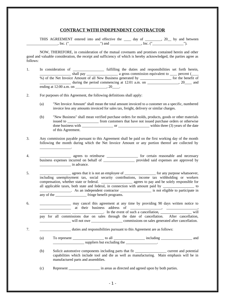 Contractor Commission  Form