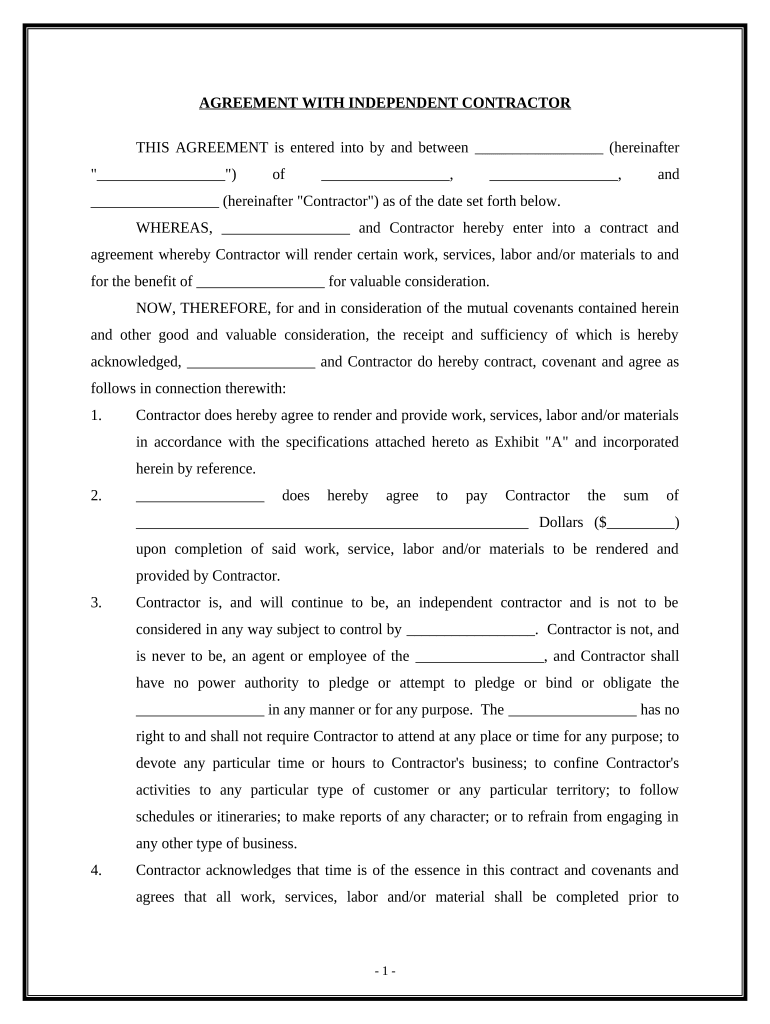 Independent Contractor Employment  Form