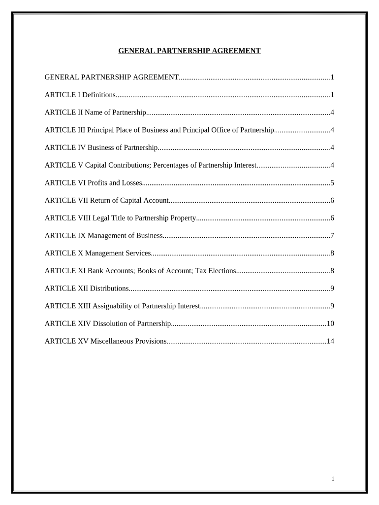 General Partnership Agreement  Form