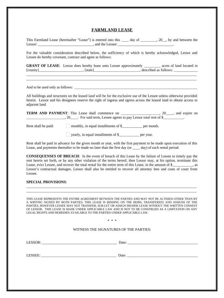 Farm Lease  Form