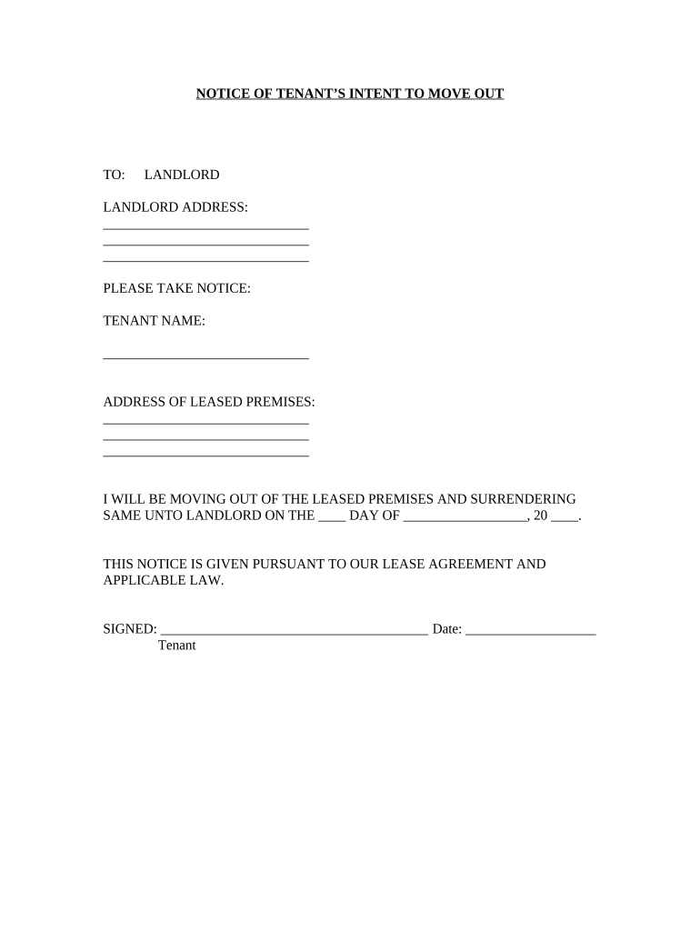 Move Out Form Fill Out And Sign Printable Pdf Template Signnow