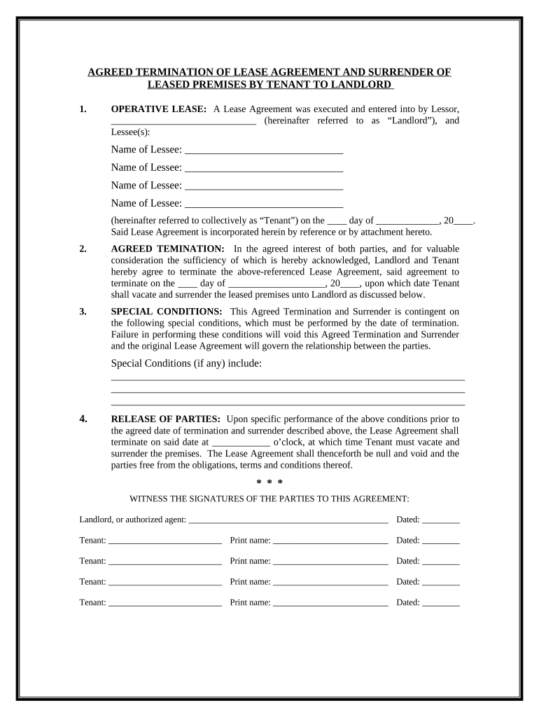 Lease Surrender  Form