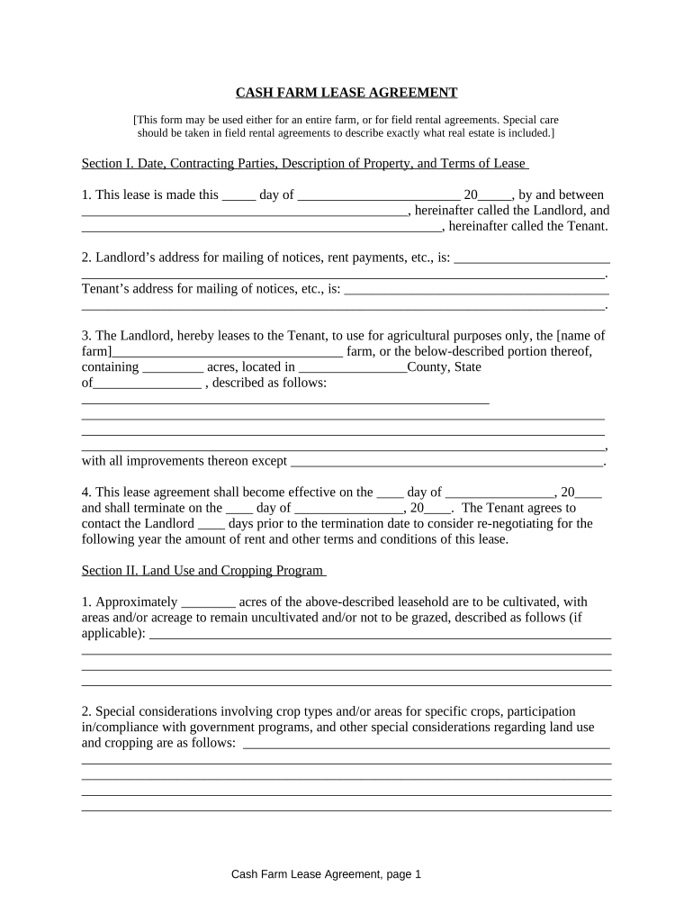 Farm Rent Forms