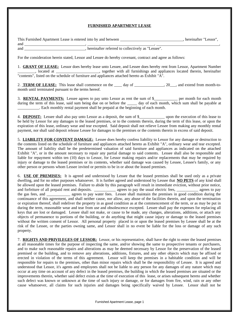 Furnished Lease  Form