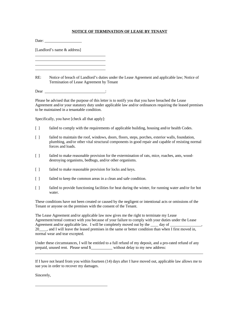 Letter Landlord Notice  Form