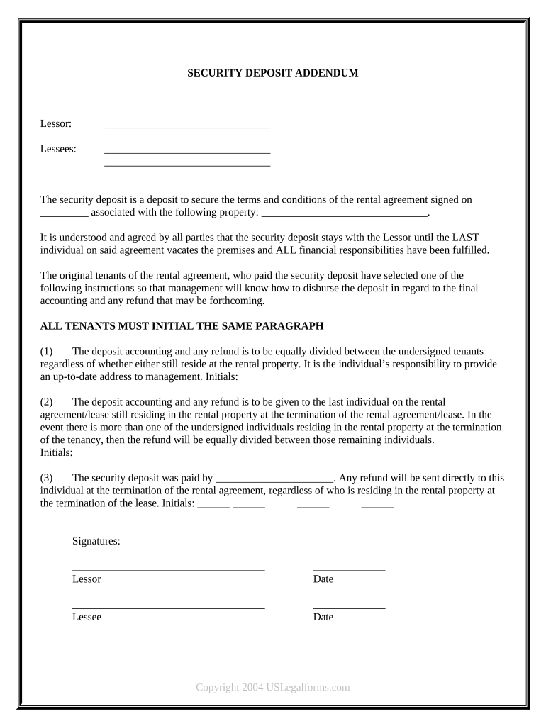 Lease Deposit  Form