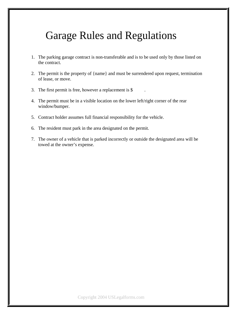 Parking Rules In An Apartment Complex In Wash State Form Fill Out And 