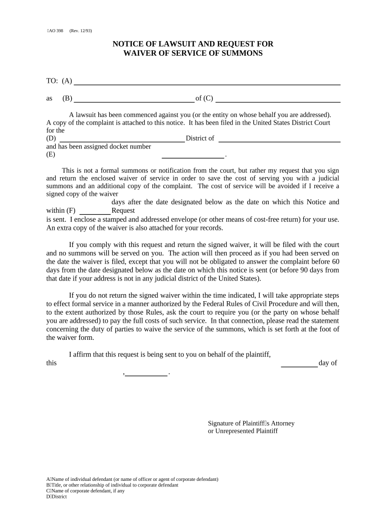 Notice Request Court  Form