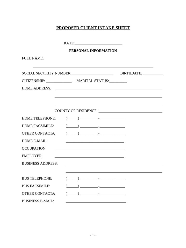 Client Intake  Form