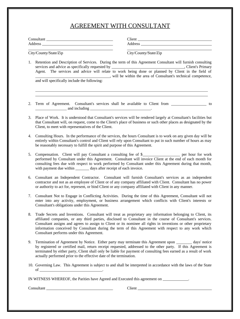 Consulting Agreement  Form