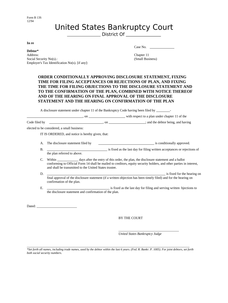 Order Disclosure  Form