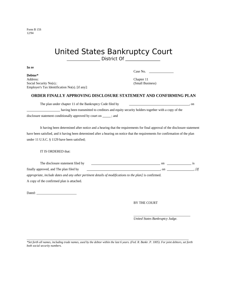 Disclosure Statement Plan  Form