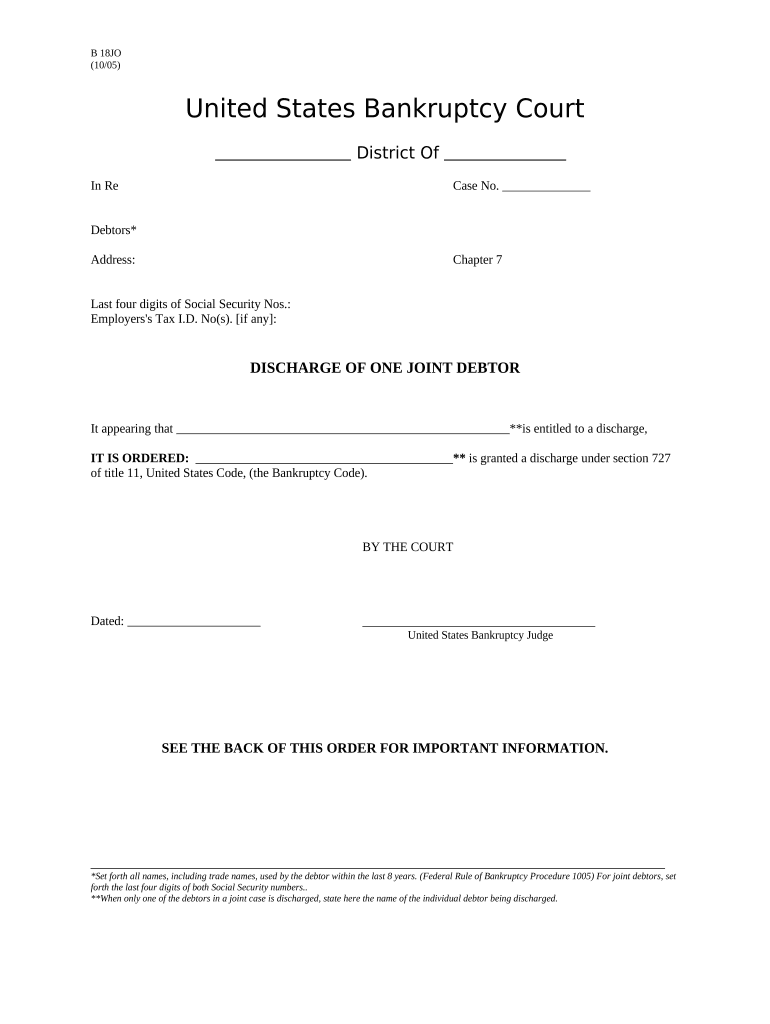 Joint Debtor  Form