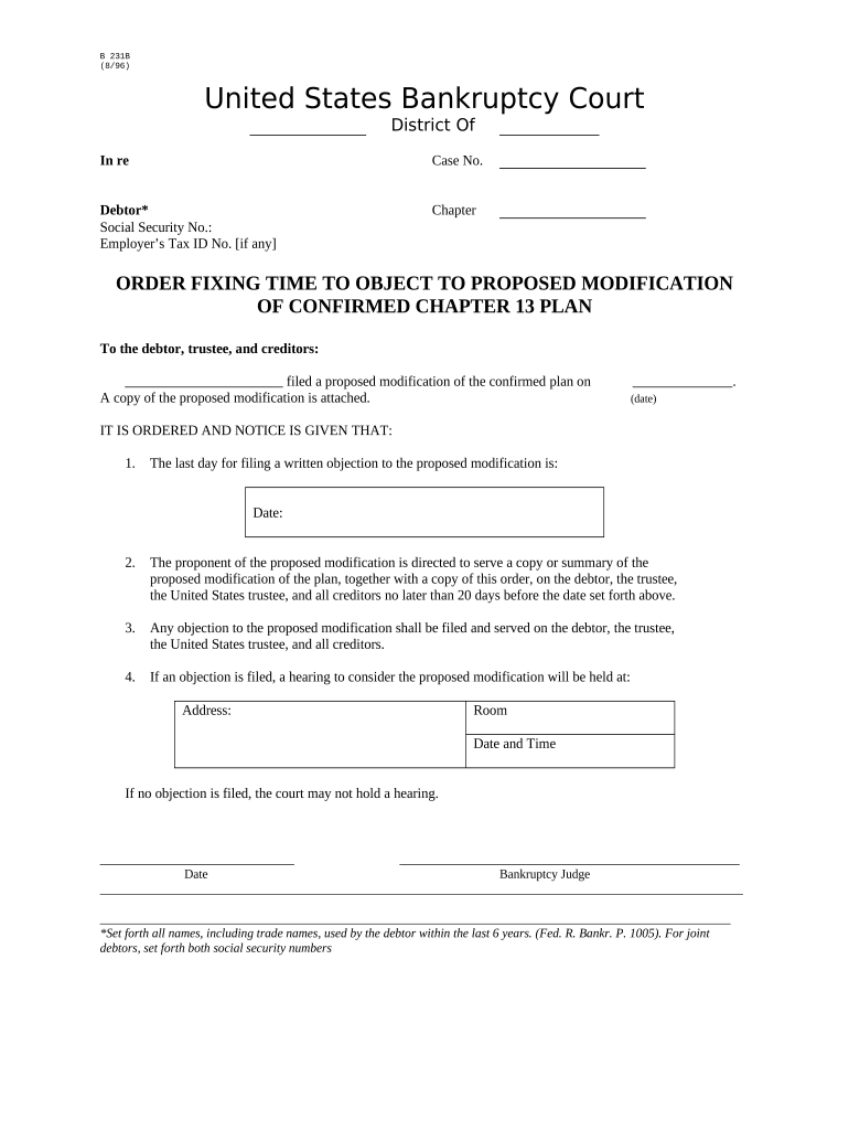 Chapter 13 Bankruptcy  Form